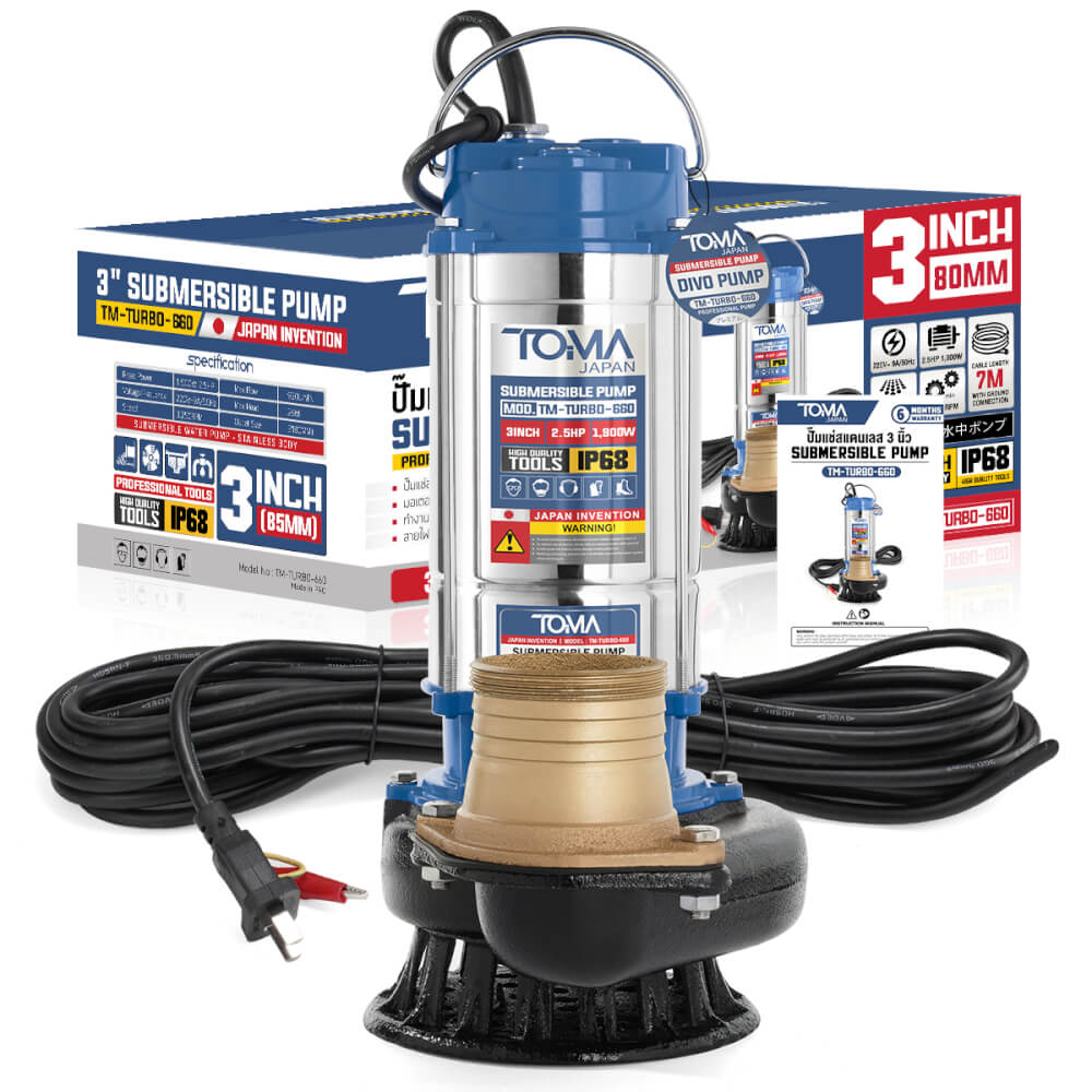 ปั๊มจุ่ม TOMA JAPAN รุ่น TM-TURBO-660 ขนาด 3 นิ้ว 2.5HP 1,900W